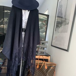 Dark Blue Fringed Cape